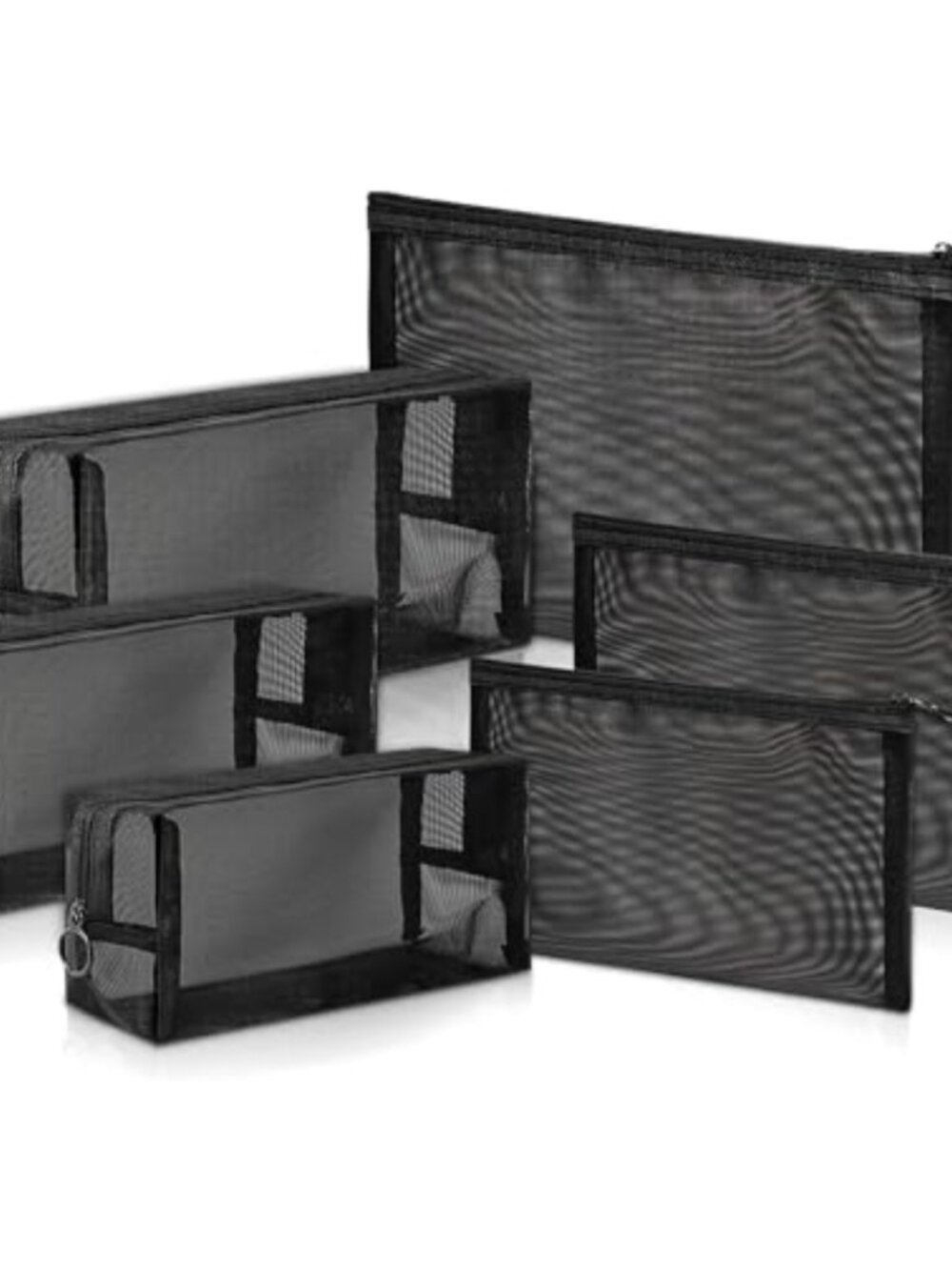 Mesh Cosmetic Bags Nylon Travel Toiletry Organizer Zipper Pouches